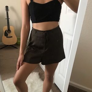 Olive High waisted shorts with front tie